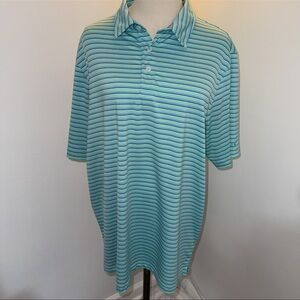 Properly Tied Men’s L Blue Green Striped Short Sleeve Sport Polo Shirt
